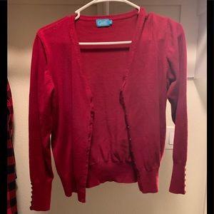 Red button up cardigan